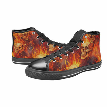 MEN'S Skulls - Flaming High Top Canvas Neon Fantasy Custom Shoes
