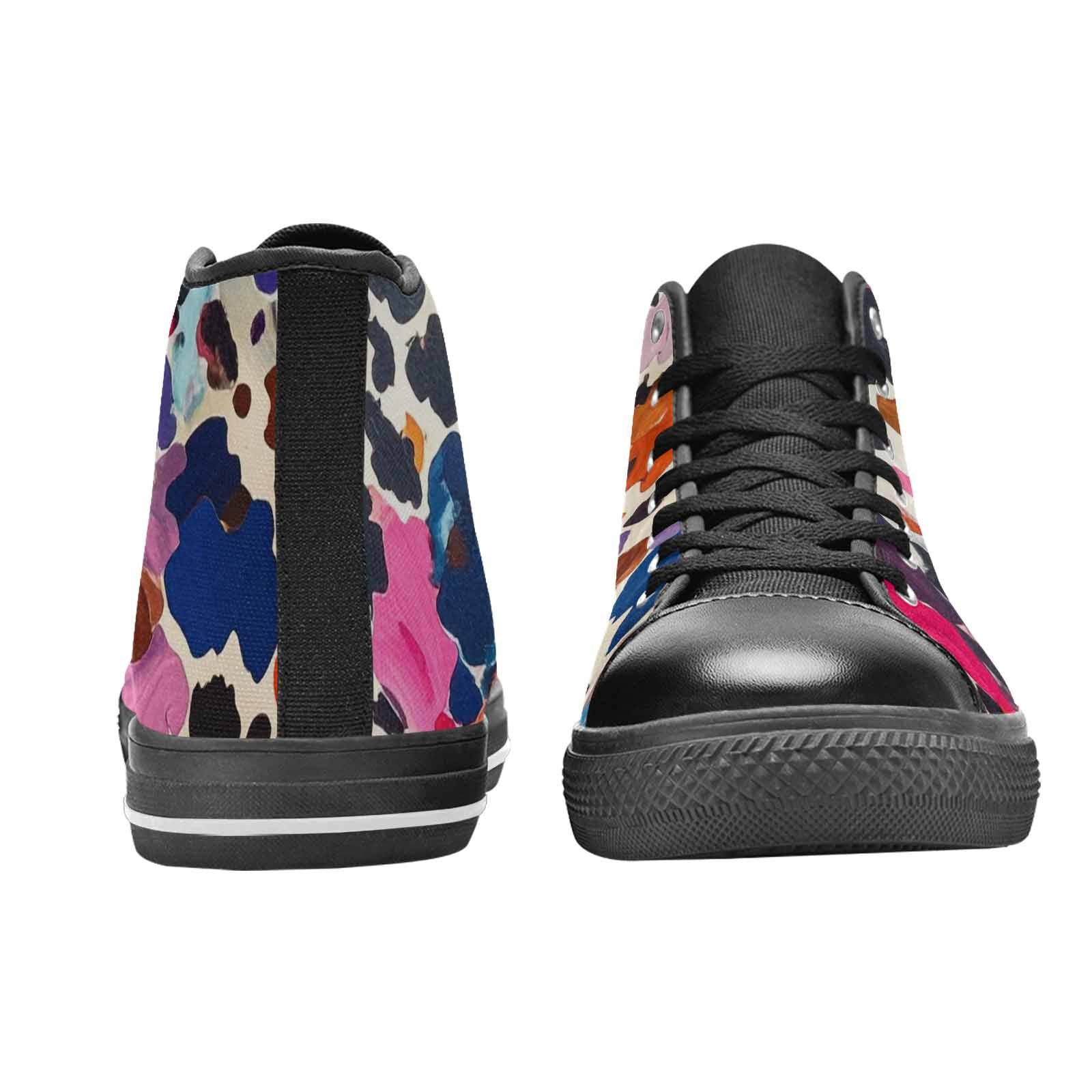 WOMEN'S Cow Animal Print High Top Canvas Grunge Shoes