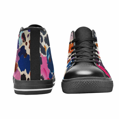 WOMEN'S Cow Animal Print High Top Canvas Grunge Shoes