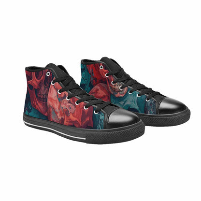 WOMEN'S Marble Skull High Top Canvas Vivid Custom Sneakers