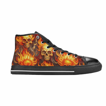 MEN'S Skulls - Flaming High Top Canvas Y2K Custom Sneakers