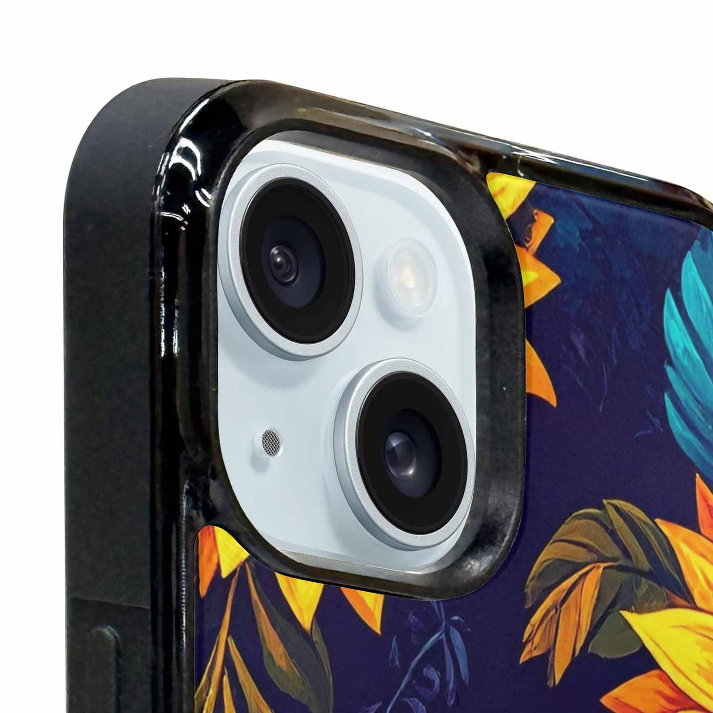 iPhone 15 Plus Case — Sunflower Skulls Print, Original Design Phone Case