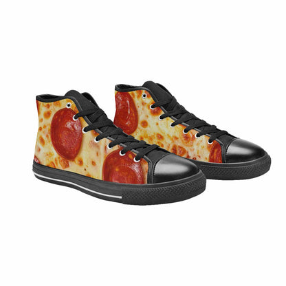 WOMEN'S Pepperoni Pizza Print High Top Canvas Vivid Sneakers