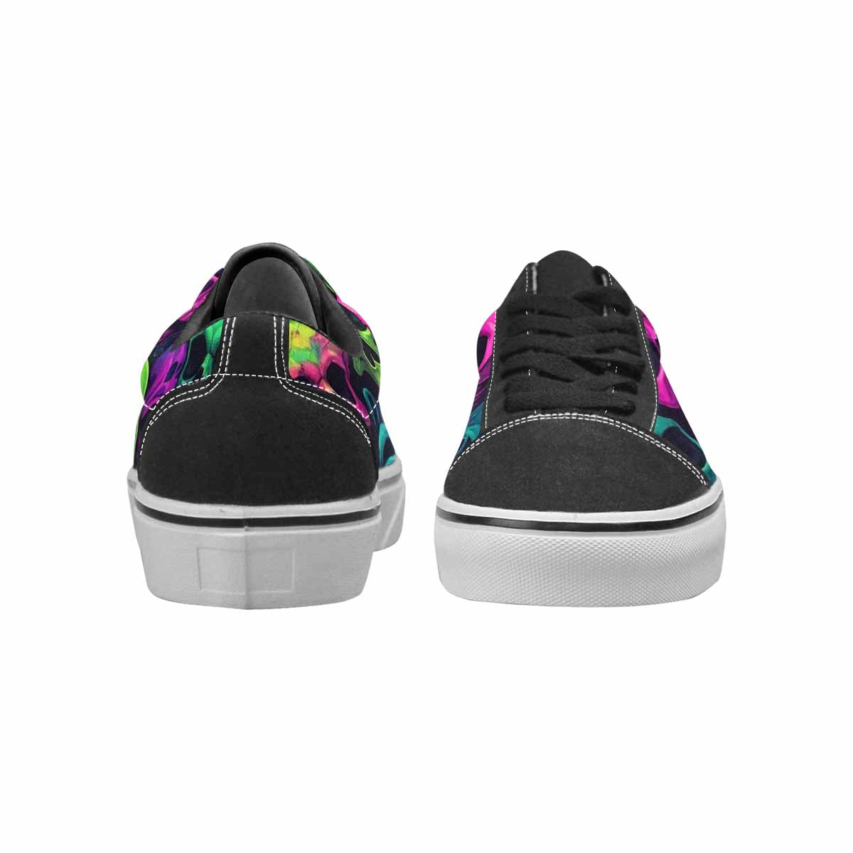 WOMEN'S Skulls - Neon Canvas Lace-Up Wallpaper Art Sneakers