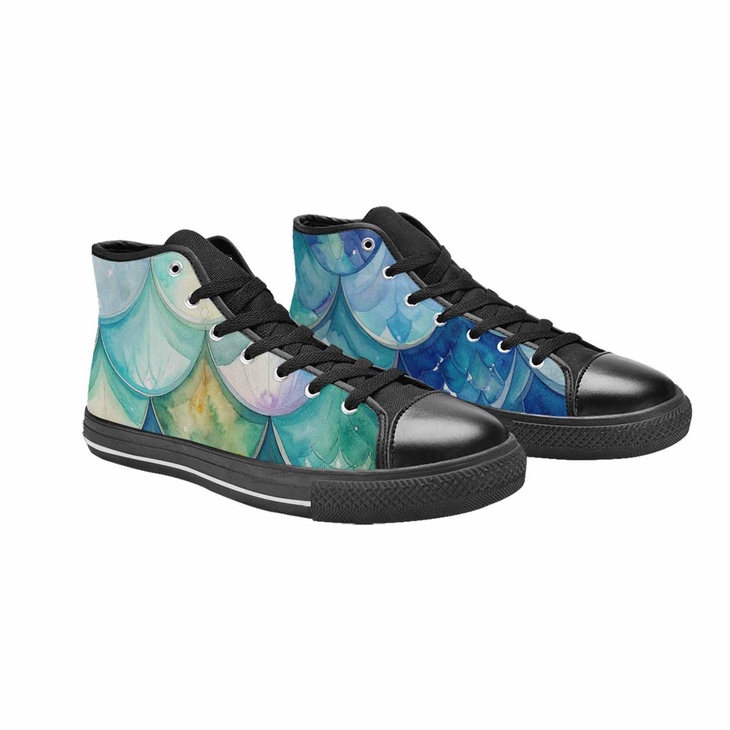 MEN'S Mermaid Scale High Top Canvas Surreal Shoes