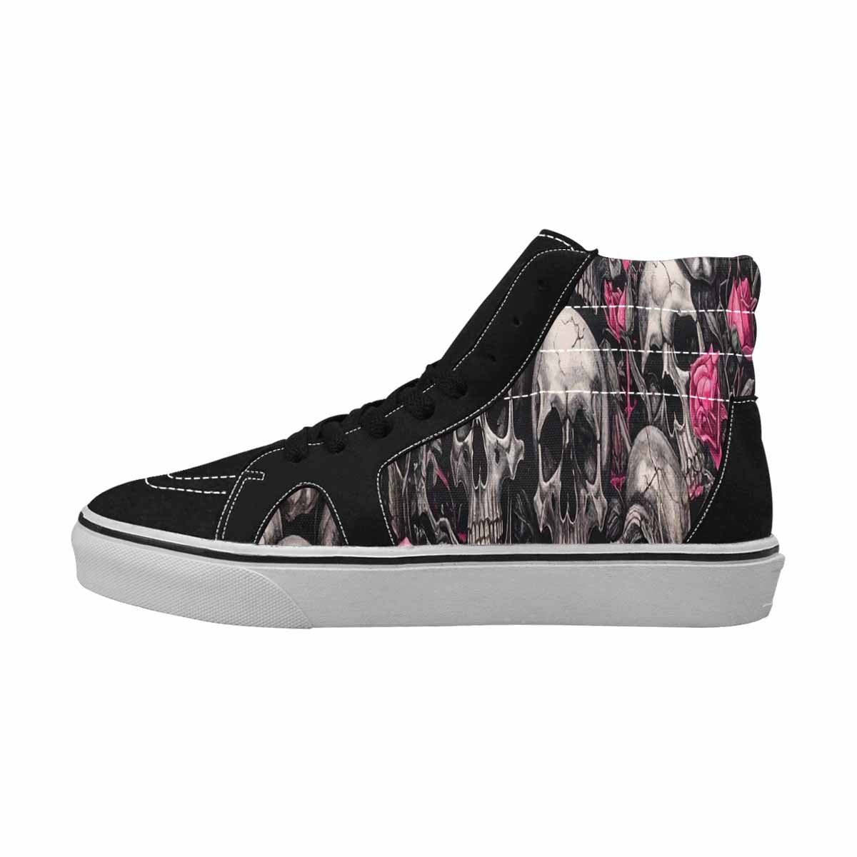 MEN'S Skull Roses High Top Canvas Vibrant Chaos Custom Sneakers