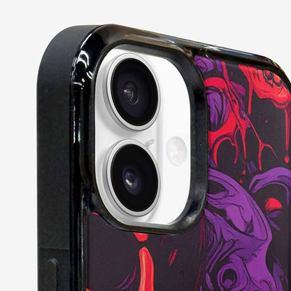 iPhone 16 Plus Case — Red Purple Skeletons Neon Drip Melting, Custom Print Case Cover