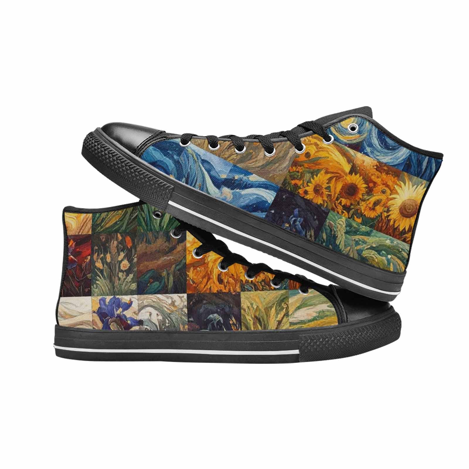 WOMEN'S Van Gogh-Style Swirl High Top Canvas Wallpaper Art Shoes