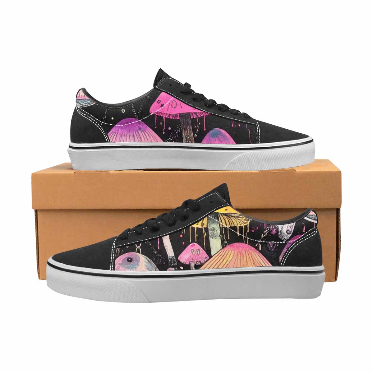 WOMEN'S Rainbow Drip Mushrooms Lace-Up Canvas Y2K Shoes