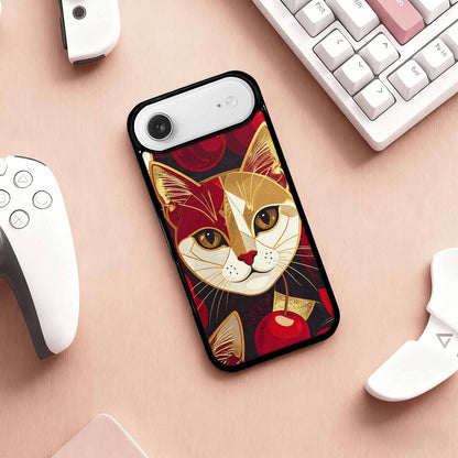 iPhone 17 Air Case — Retro Cherry Cat Face Retro Vintage, Custom Print Case Cover