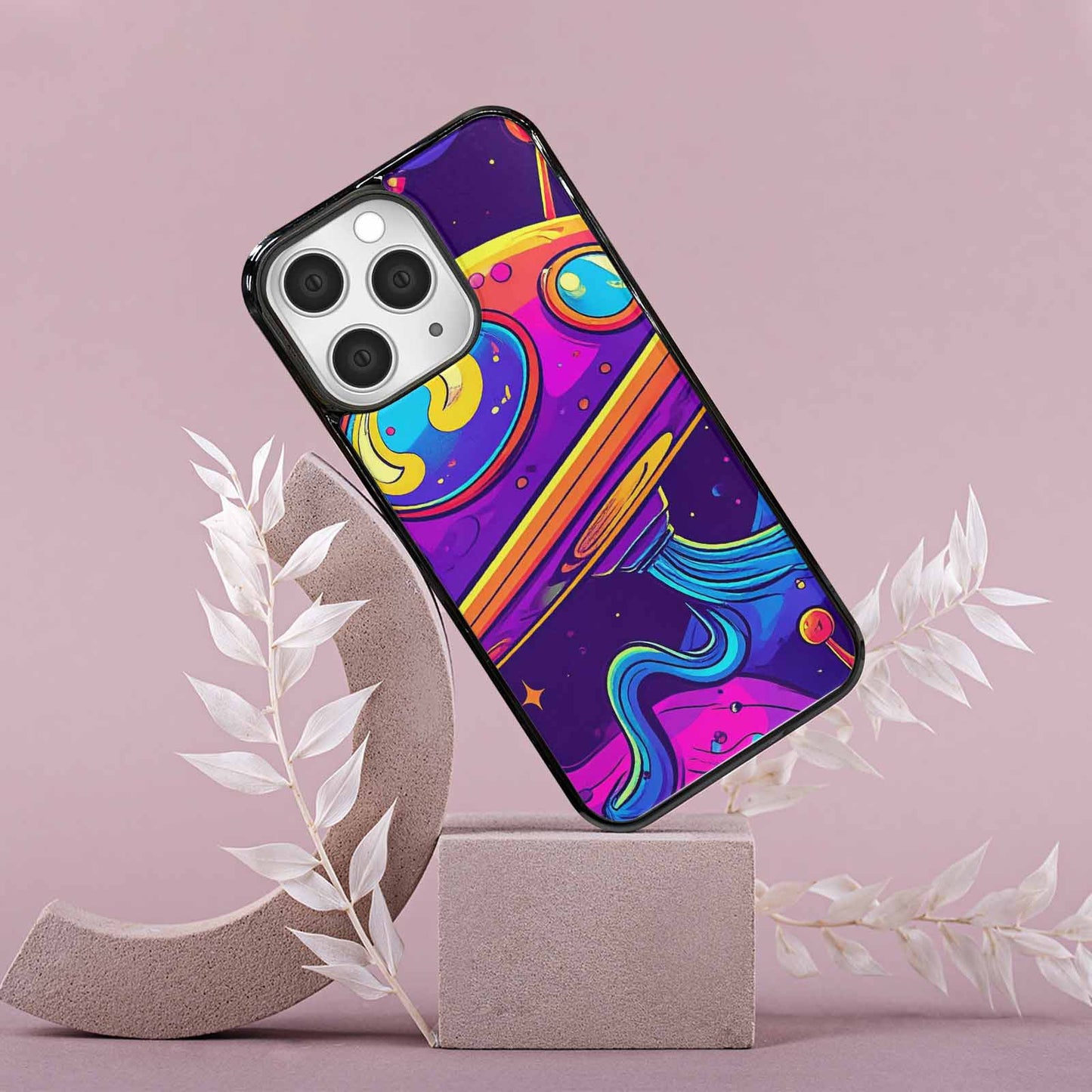 iPhone 15 Pro Max Case — Alien Ufo Cartoon Art Pattern Groovy, Custom Print Case Cover