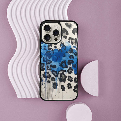 iPhone 16 Pro Max Case — Animal Print Black Blue Ink Animal, Personalized Phone Case