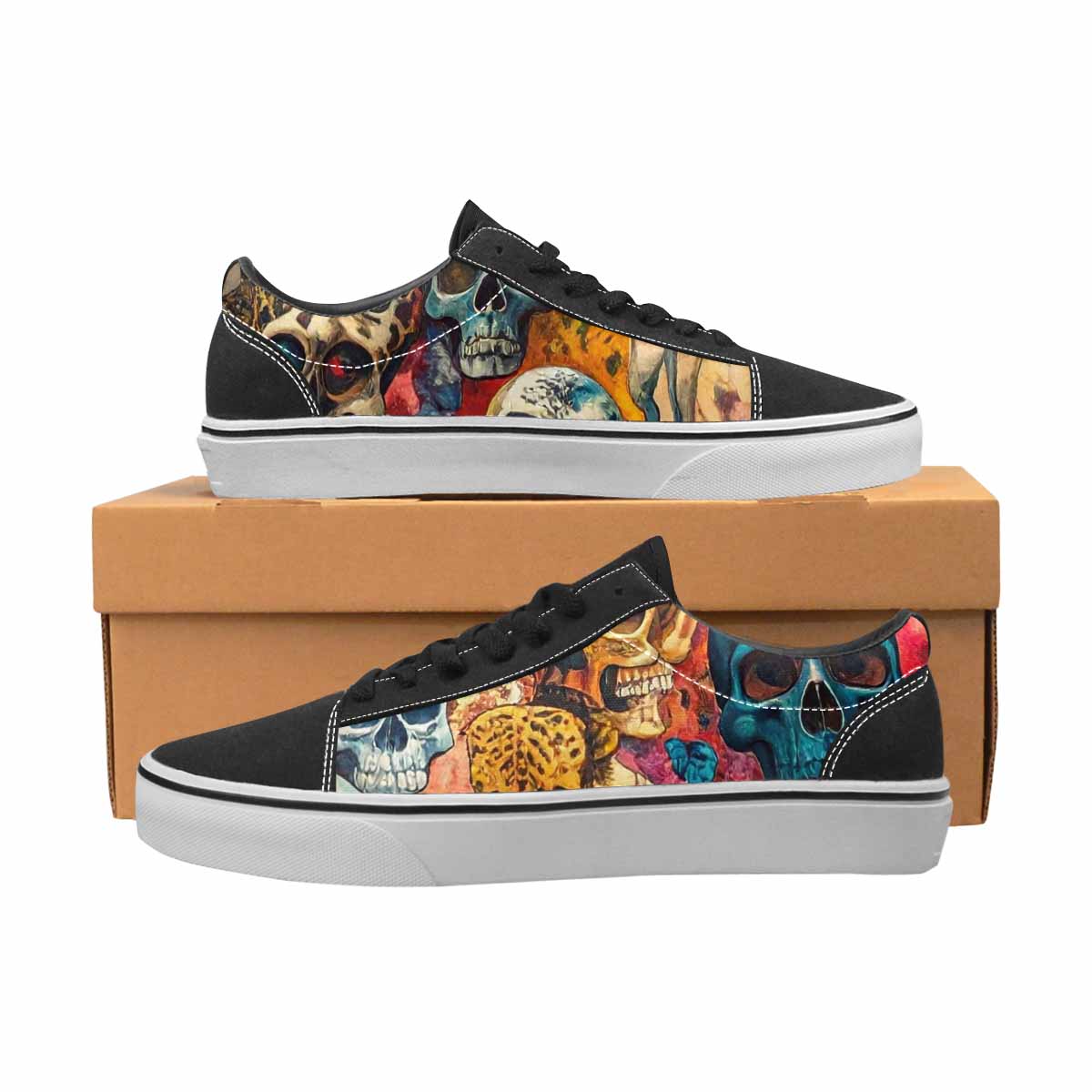 WOMEN'S Skulls  Animal Print Lace-Up Canvas Grunge Shoes