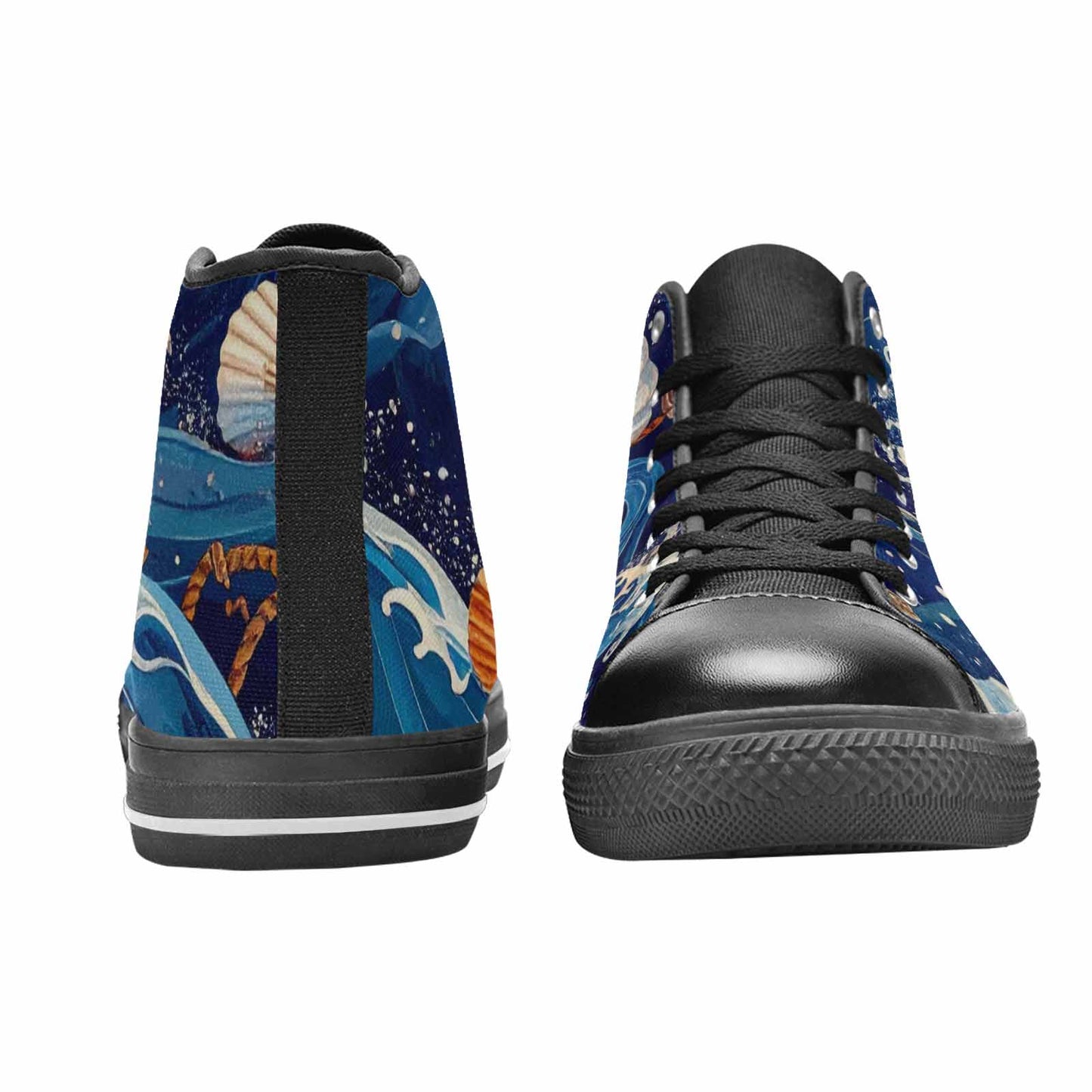 WOMEN'S Ocean Wave High Top Canvas Vibrant Chaos Custom Sneakers