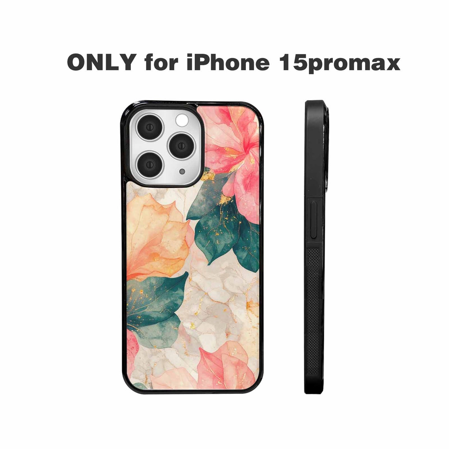 iPhone 15 Pro Max Case — Marble Floral, Custom Art Phone Cover