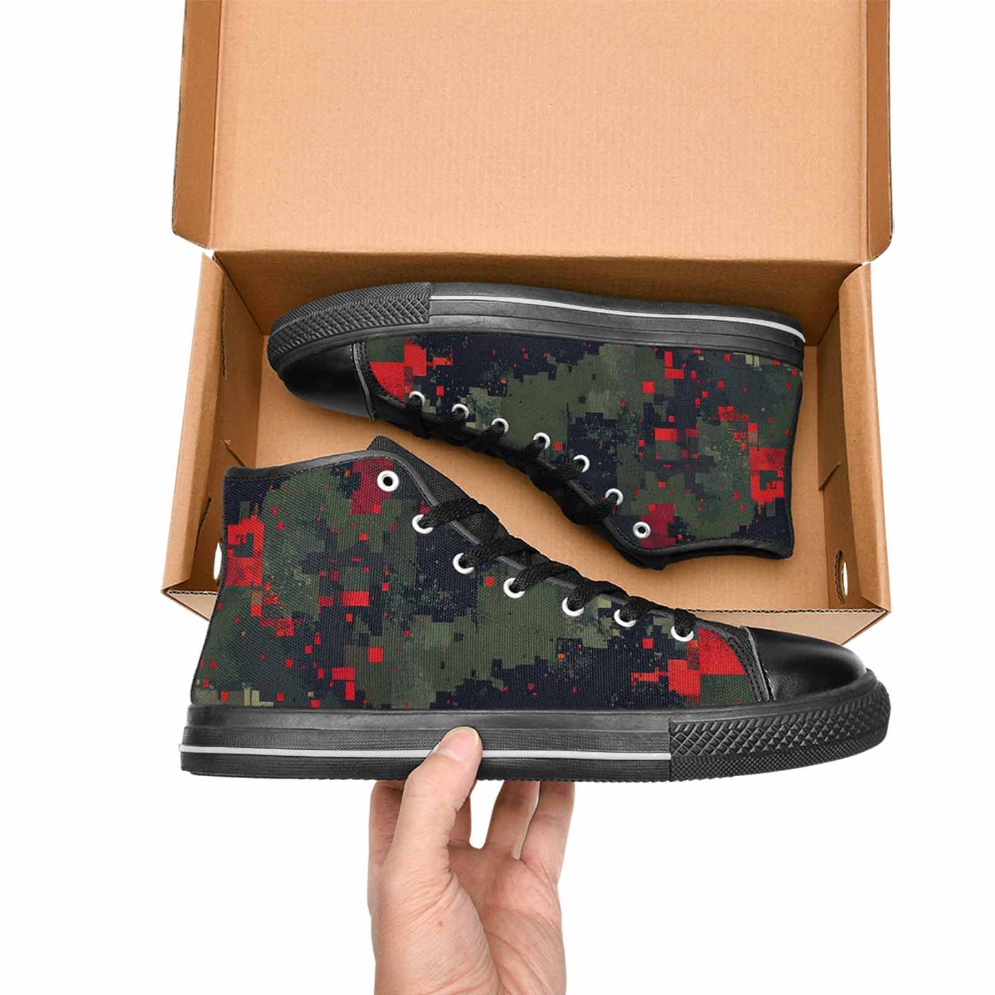 MEN'S Military Camouflage Blotch High Top Canvas Wallpaper Art Sneakers