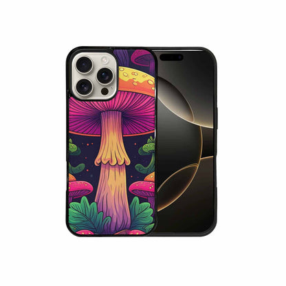 iPhone 16 Pro Max Case — Psychedelic Mushroom Cartoon Pattern, Customized Protective Case