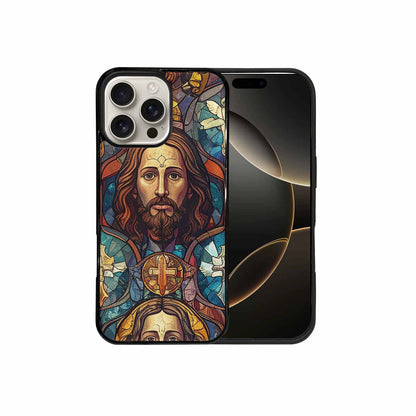 iPhone 16 Pro Max Case — Jesus Face Small Cross And Faith, Custom Designed Case Cover