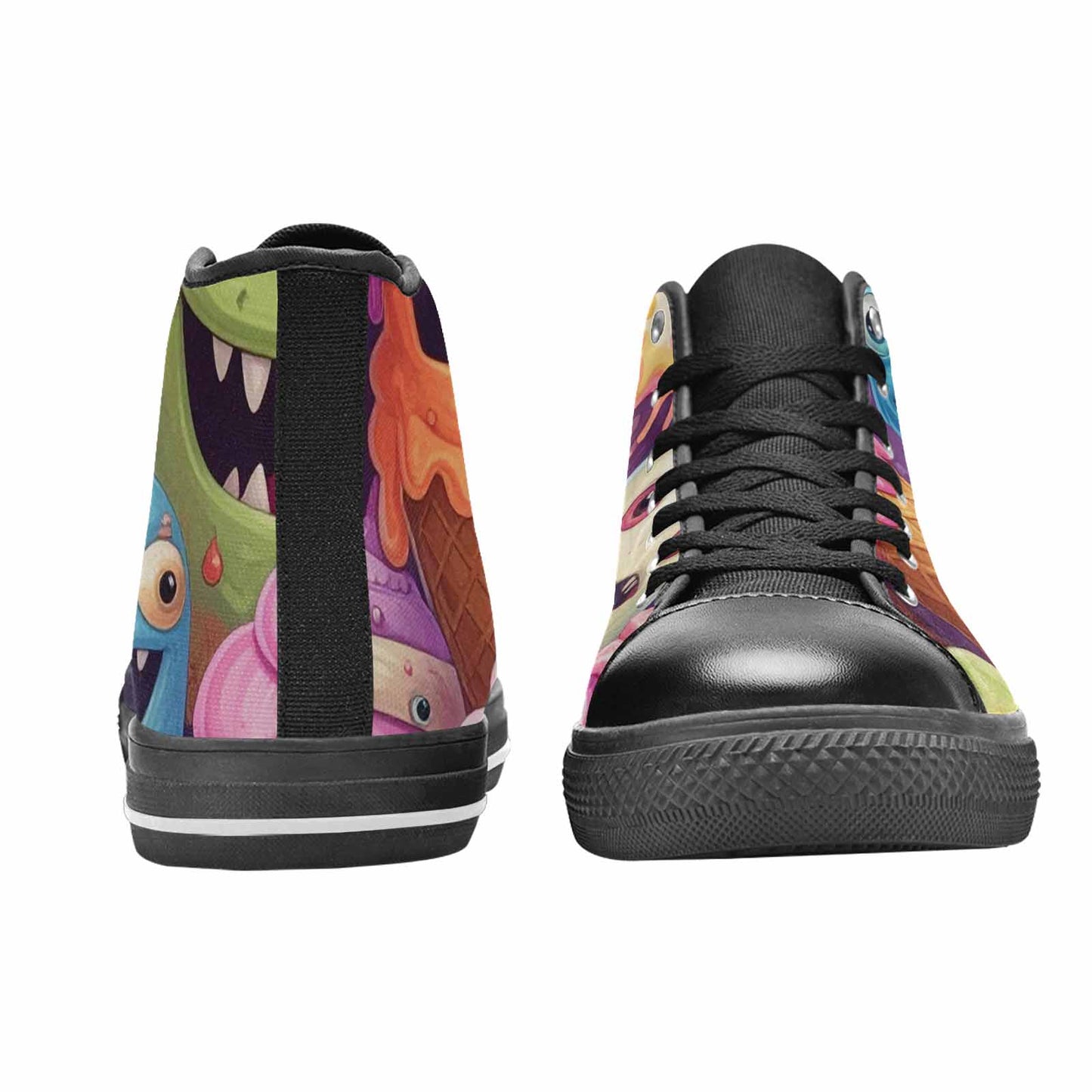 WOMEN'S Melting Icecream Cone Monster High Top Canvas Wallpaper Art Sneakers