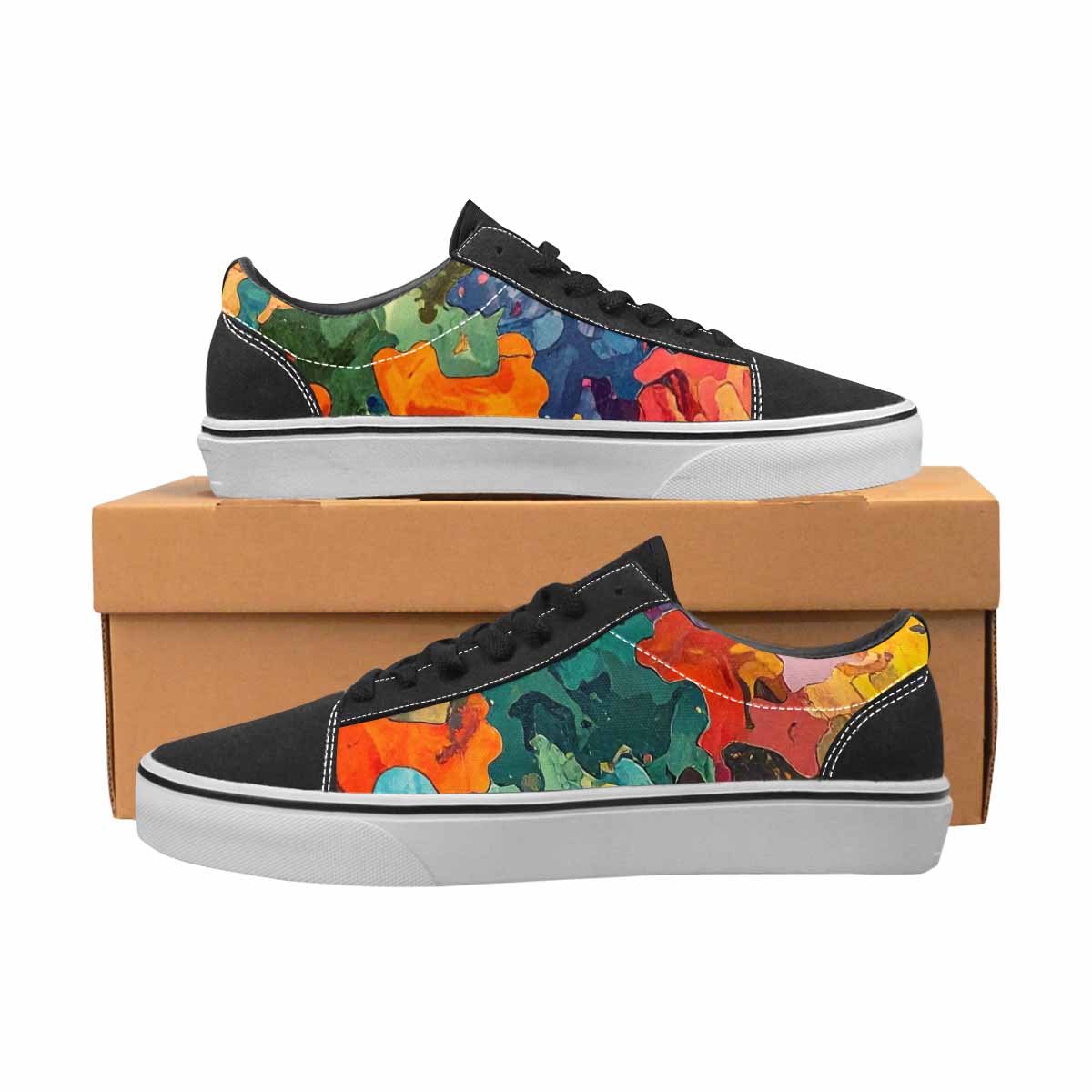 WOMEN'S Camo Patches Lace-Up Canvas Kaleidoscope Sneakers
