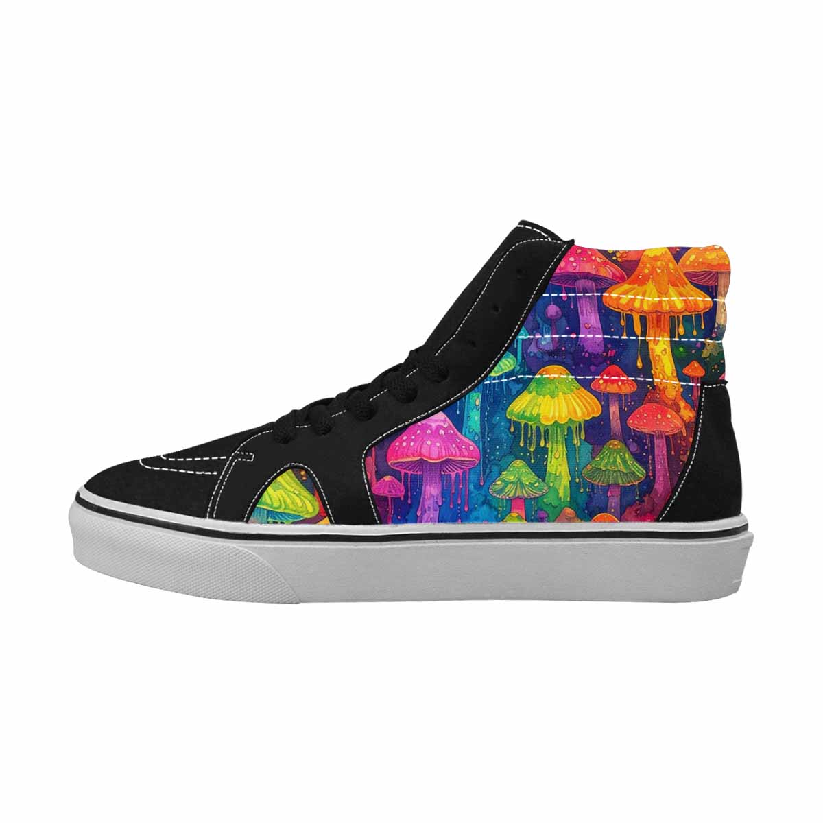 MEN'S Rainbow Drip Mushrooms High Top Canvas Y2K Custom Shoes