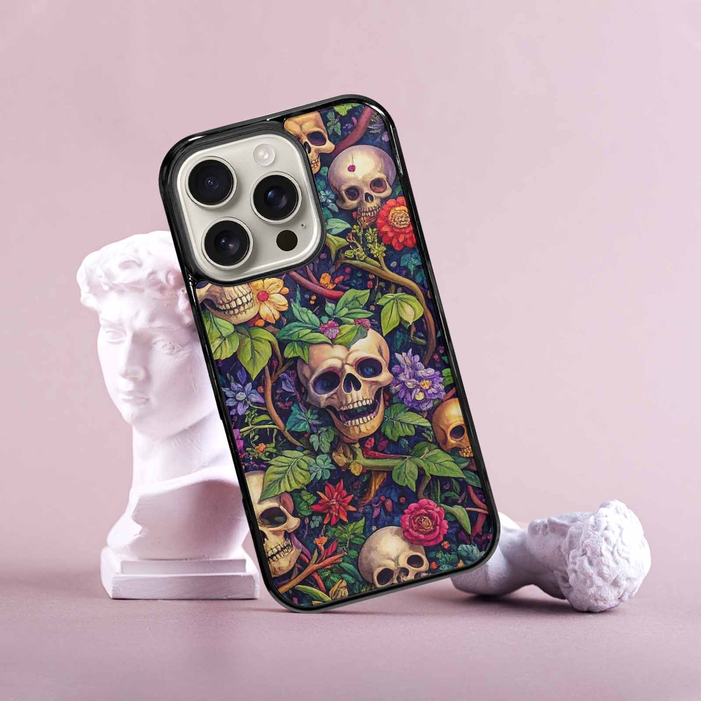 iPhone 16 Pro Case — Skulls Botanicalskulls Pattern, Unique Phone Case Design