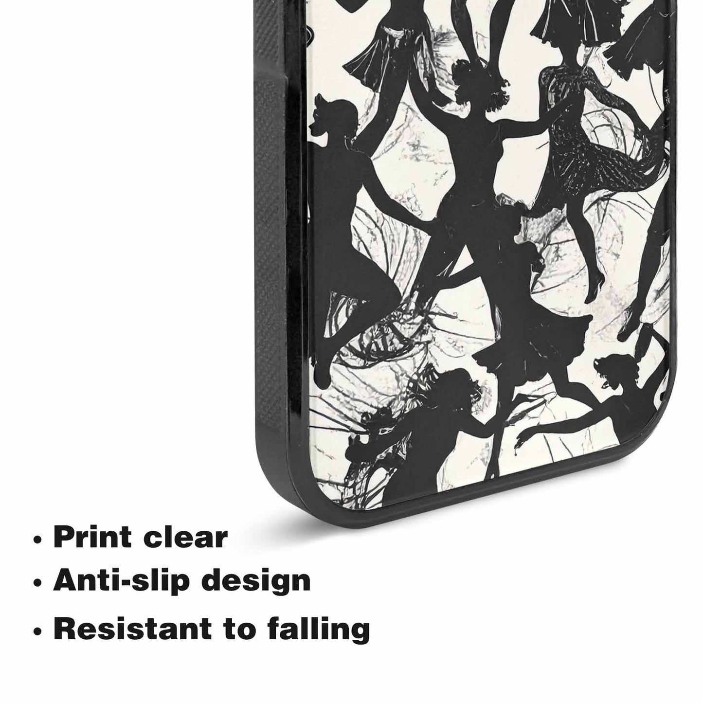 iPhone 15 Plus Case — Bold Dancing Figure Line Art Pattern, Custom Designed Case Cover
