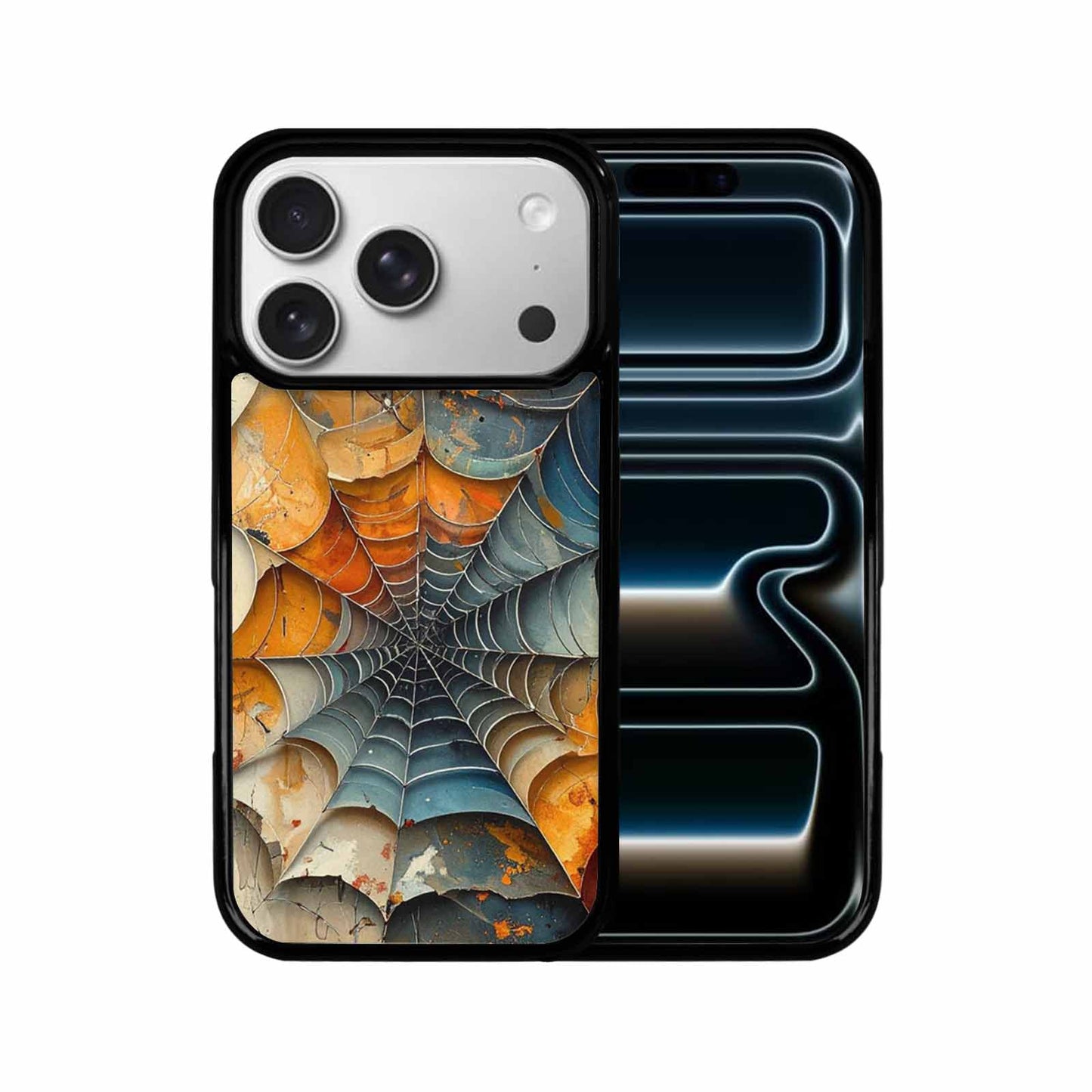 iPhone 17 Pro Case — Distressed Horror Spider Web Original Art, Unique Phone Case Design