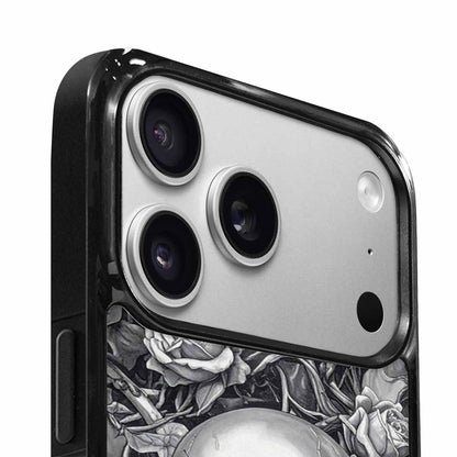 iPhone 17 Pro Case — Skulls Roses Chrome Airbrush Gothic Skulls, Custom Art Phone Cover