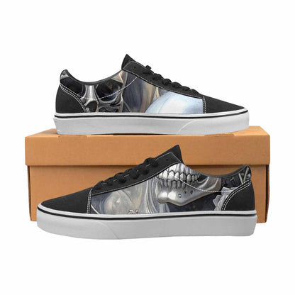 WOMEN'S Skulls Roses Chrome Airbrush Canvas Lace-Up Dreamcore Shoes