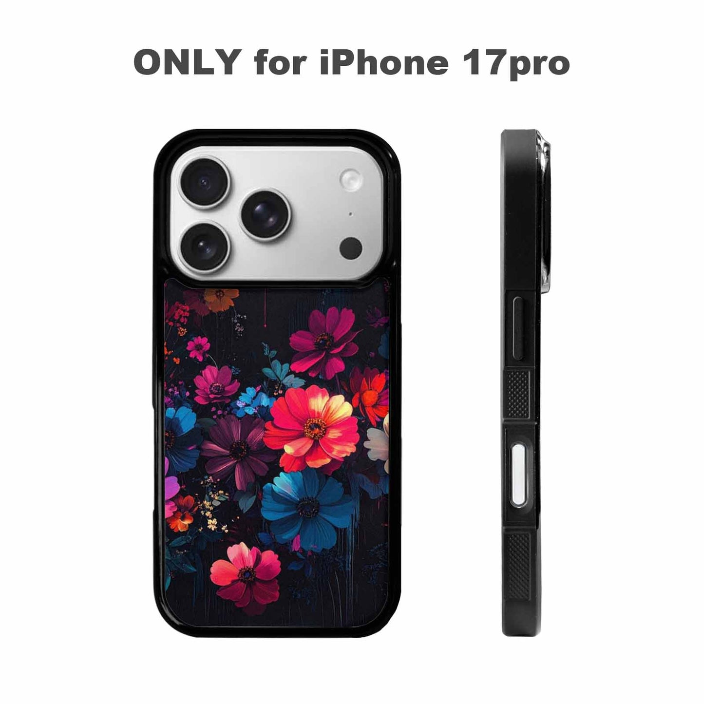 iPhone 17 Pro Case — Shadowy Glitch Floral Pattern Hundreds Floral, Custom Designed Case Cover