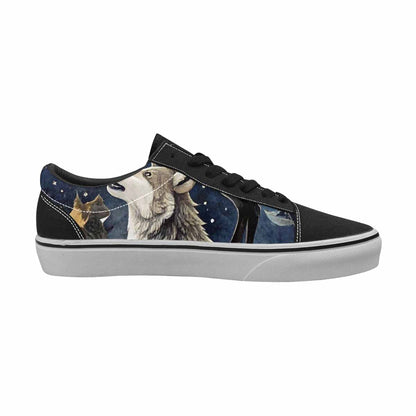 WOMEN'S Wolf Silhouette Moon Canvas Lace-Up Neon Fantasy Custom Shoes