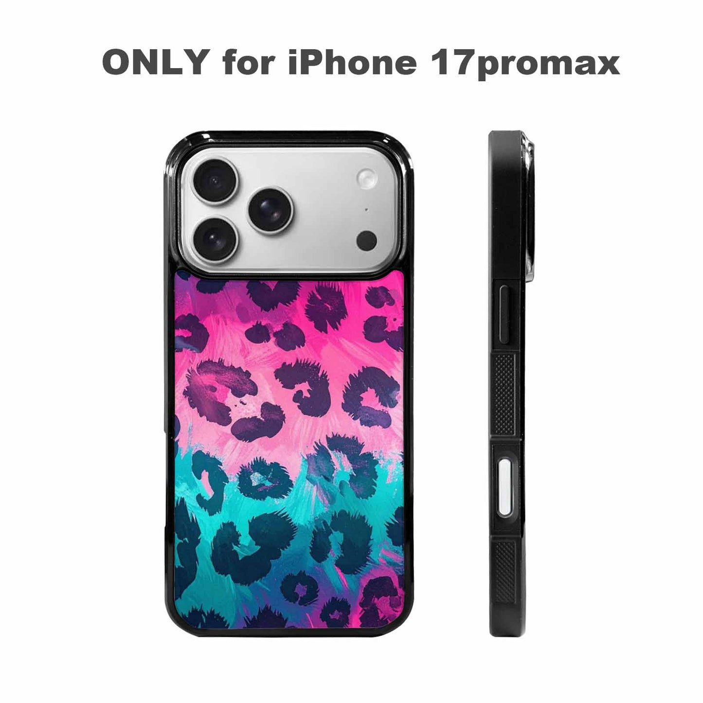 iPhone 17 Pro Max Case — Leopard Neon Pink Teal Airbrush Animal, Custom Made Phone Cover