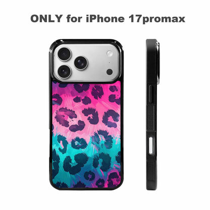 iPhone 17 Pro Max Case — Leopard Neon Pink Teal Airbrush Animal, Custom Made Phone Cover