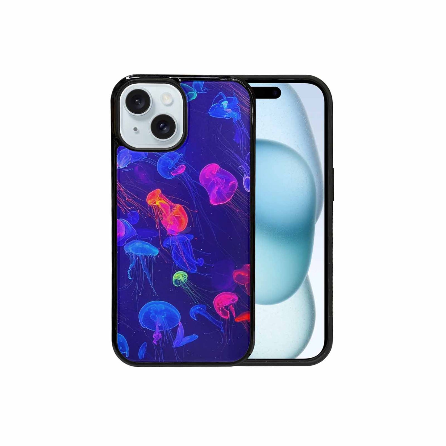 iPhone 15 Case — Jellyfish Glow Jellyfish Glow Pattern Hundreds, Custom Print Case Cover