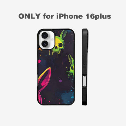 iPhone 16 Plus Case — Radioactive Ghost Bunny Skull Small Radioactive, Custom Printed Phone Case