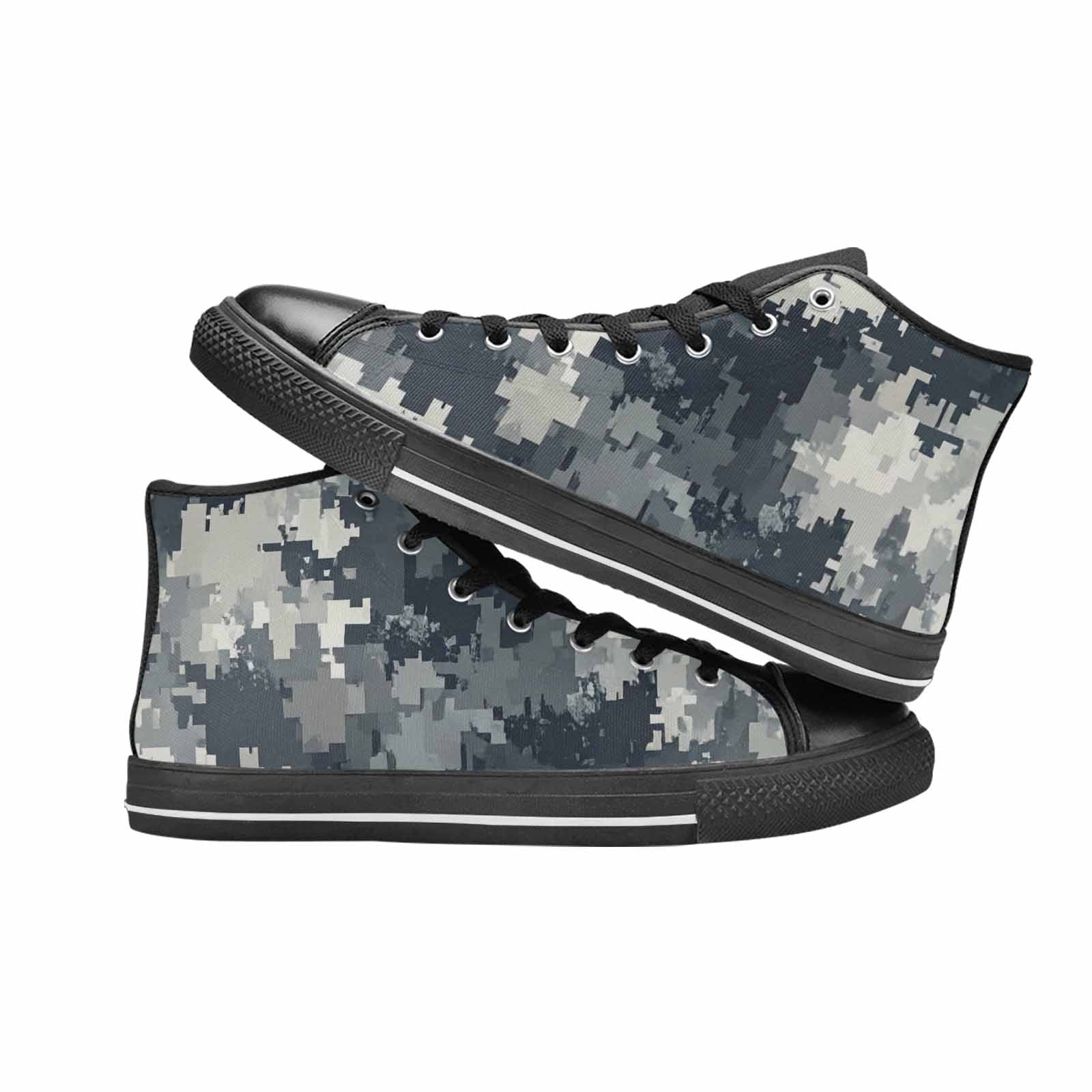 WOMEN'S Military Camouflage Blotch High Top Canvas Wallpaper Art Custom Sneakers