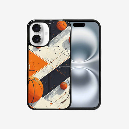 iPhone 16 Case — Basketball Pattern Court Lines And Balls, Custom Printed Phone Case