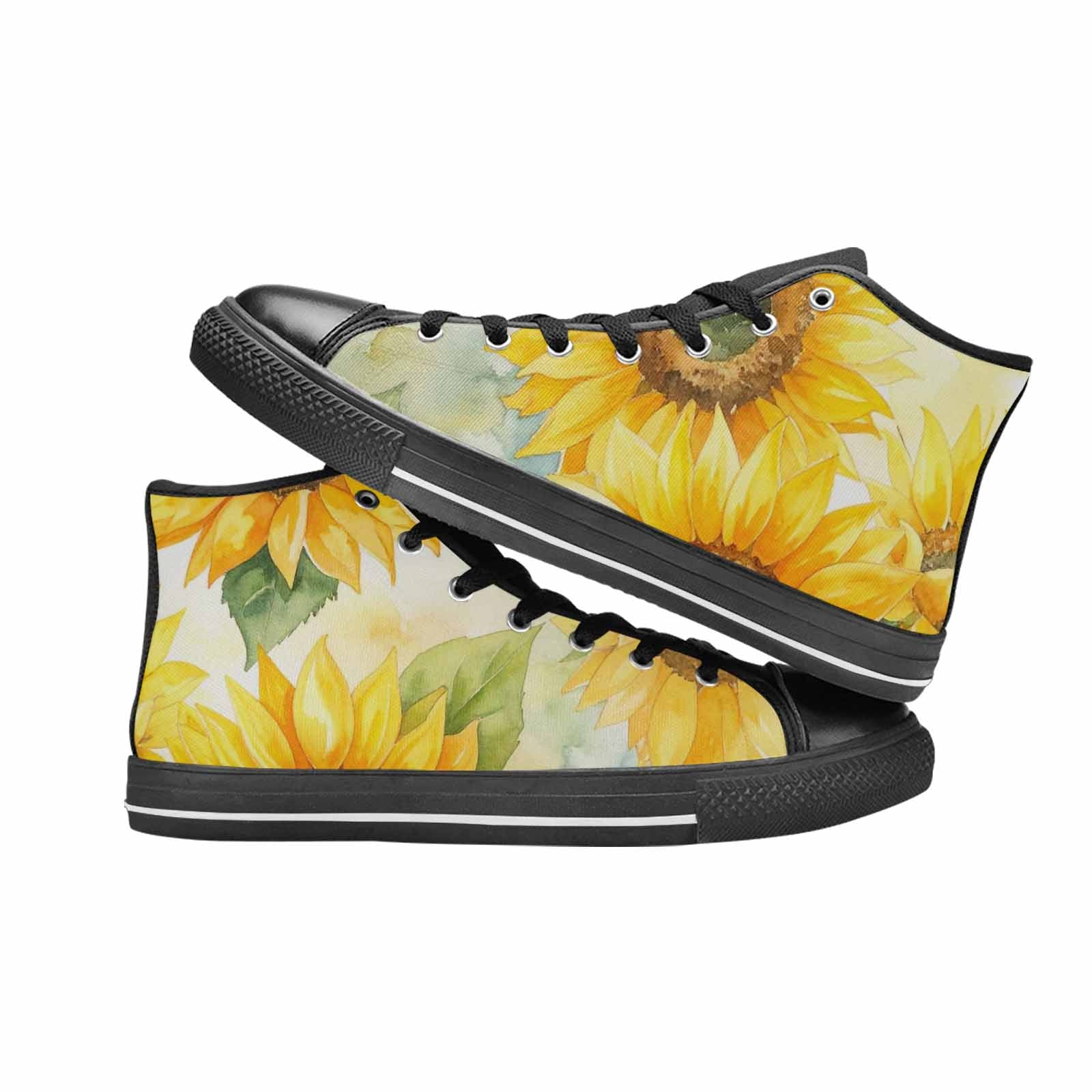 MEN'S Sunflowers Watercolor High Top Canvas Surreal Custom Sneakers