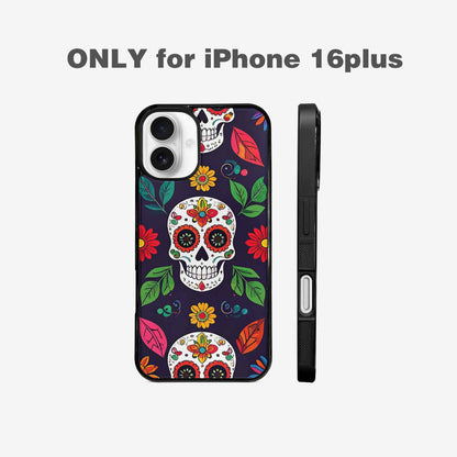 iPhone 16 Plus Case — Sunflowers And Skulls, Unique Phone Case Design