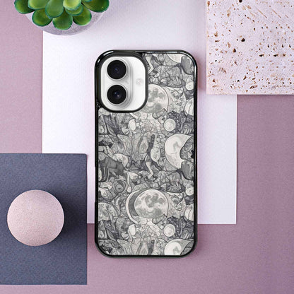 iPhone 16 Case — Wolves Everywhere Collage Overlap Small Wolf, Customized Protective Case