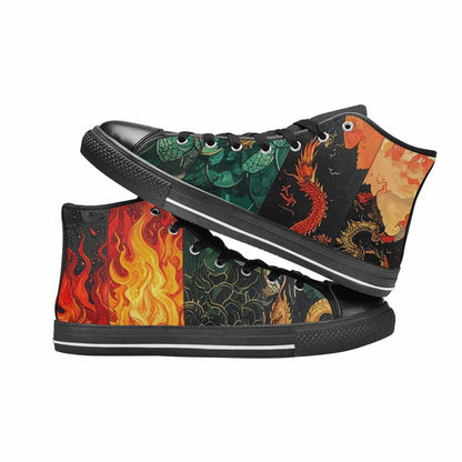 WOMEN'S Dragon Scale Fantasy High Top Canvas Wallpaper Art Custom Sneakers