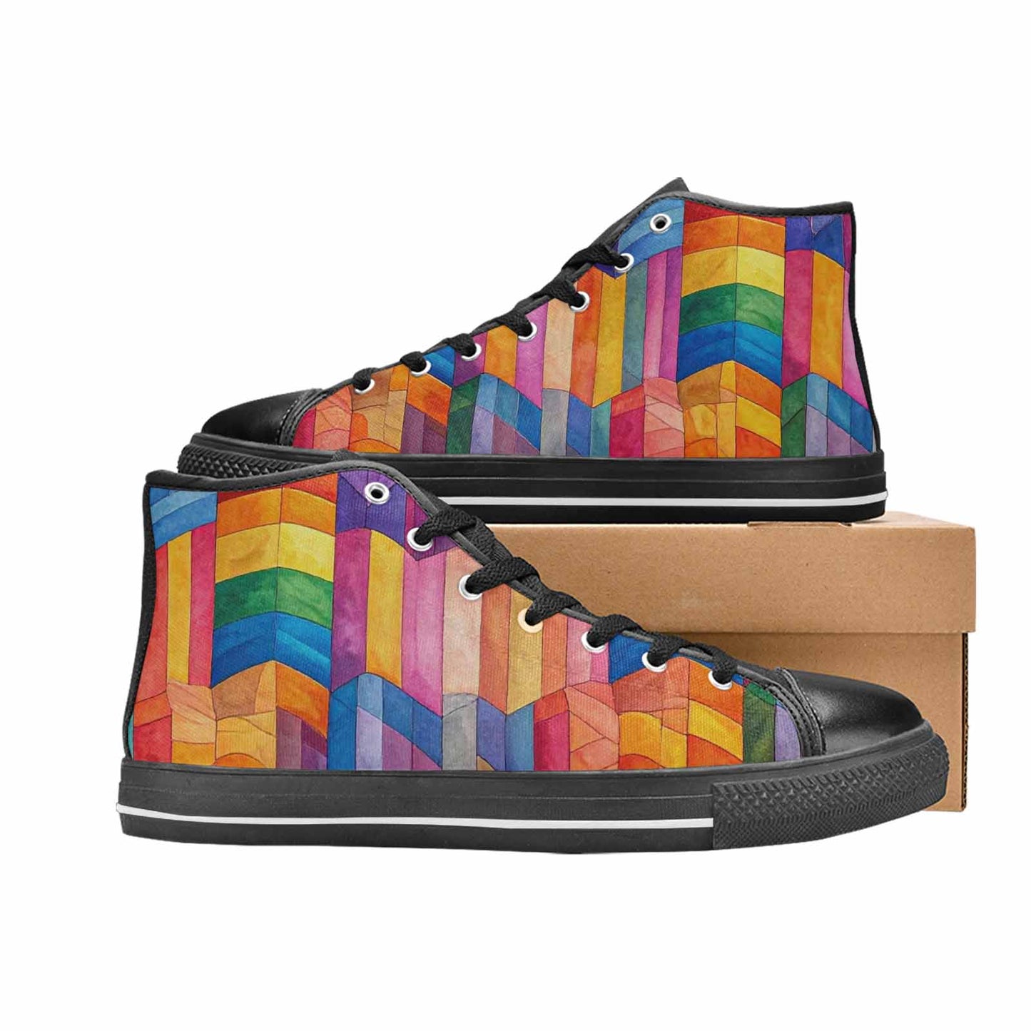 MEN'S Transgender Flag Color High Top Canvas Cottagecore Custom Shoes