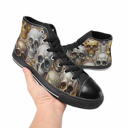 MEN'S Skulls - Metallic-Chrome- High Top Canvas Surreal Custom Sneakers