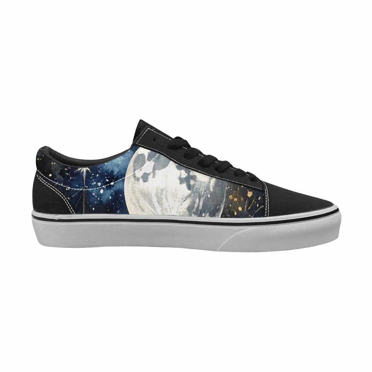 WOMEN'S Wolf Silhouette Moon Canvas Lace-Up Neon Fantasy Custom Sneakers
