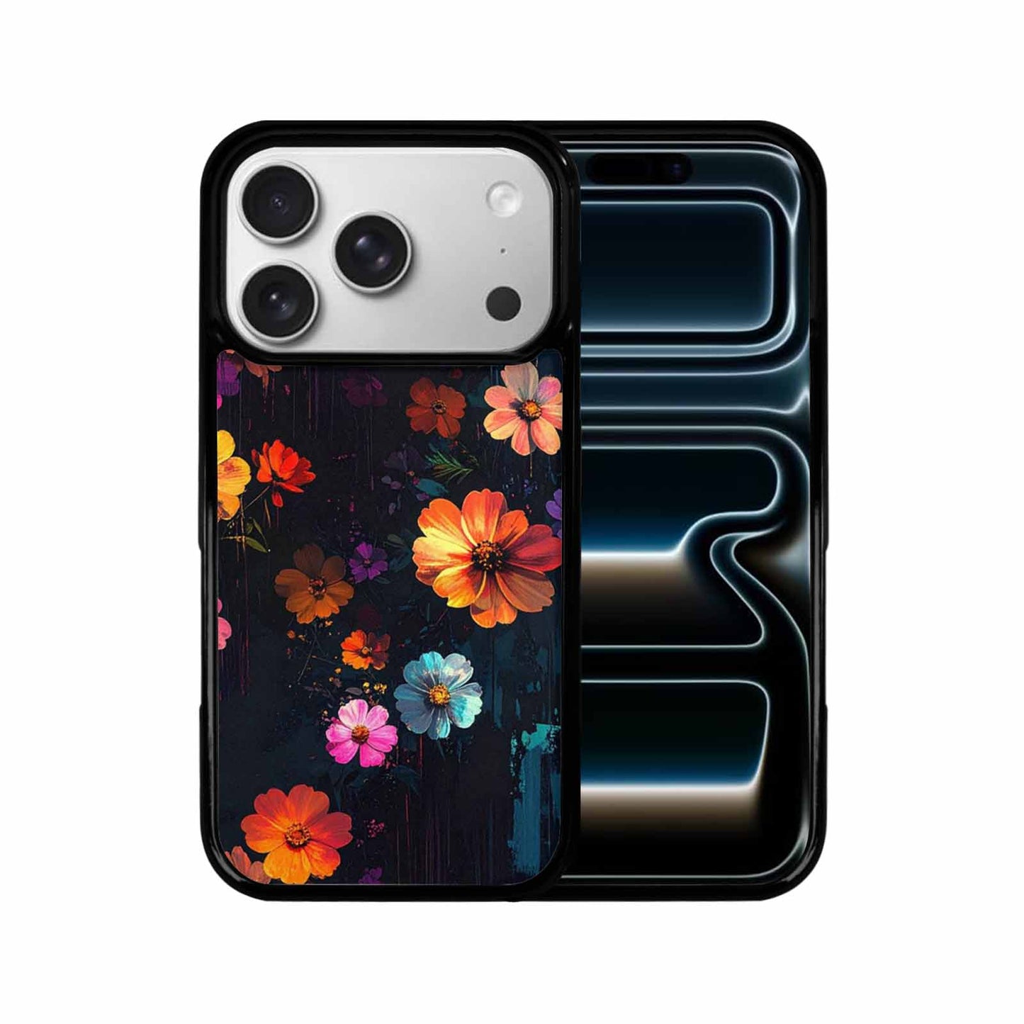 iPhone 17 Pro Case — Shadowy Glitch Floral Pattern Hundreds Floral, Custom Phone Case