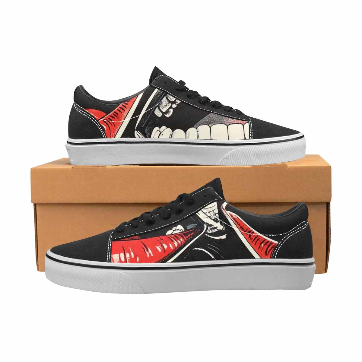 WOMEN'S Googly Cartoon Mouths Canvas Lace-Up Dark Academia Shoes
