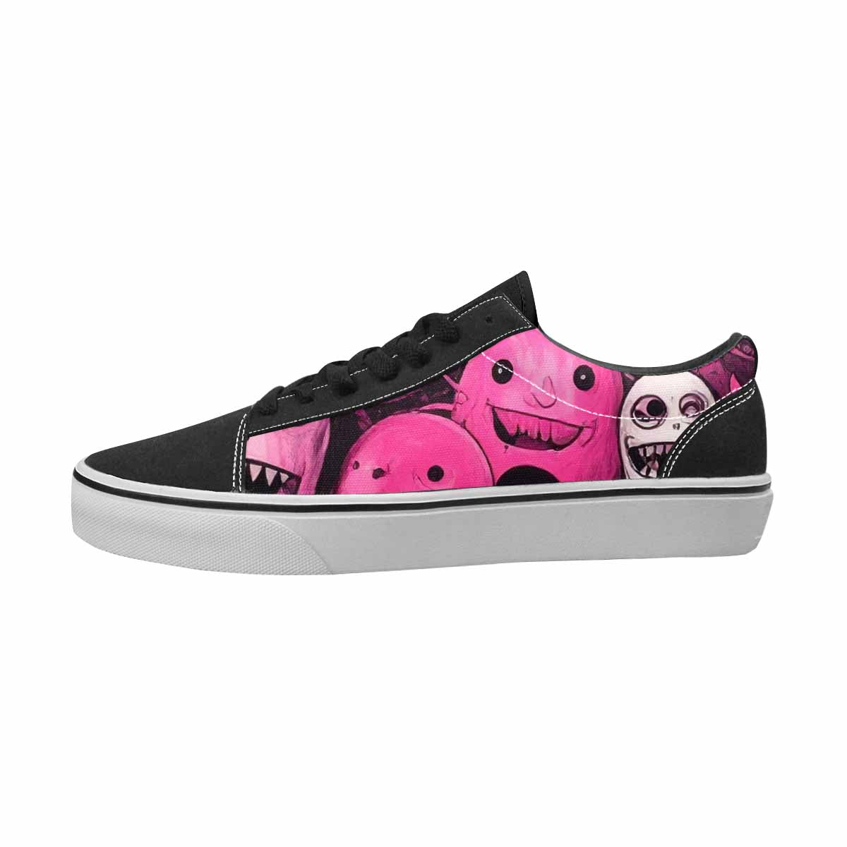 WOMEN'S Monsters Black & Pink Ink Canvas Custom Fashion Vibrant Chaos Custom Print Sneakers