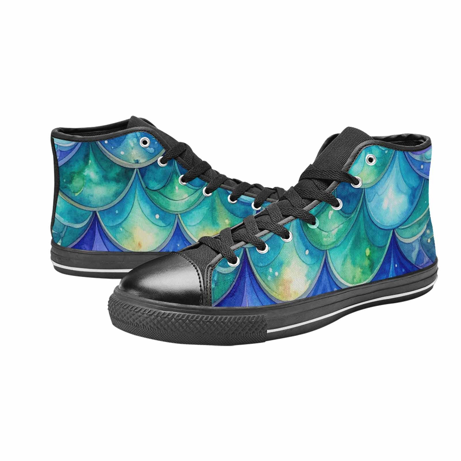 WOMEN'S Mermaid Scale High Top Canvas Surreal Custom Sneakers