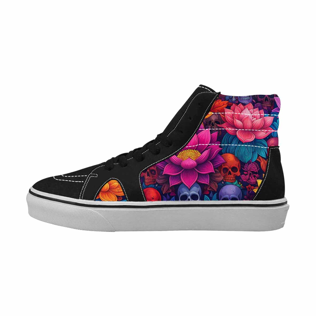 WOMEN'S Lotus Skulls High Top Canvas Dark Academia Sneakers